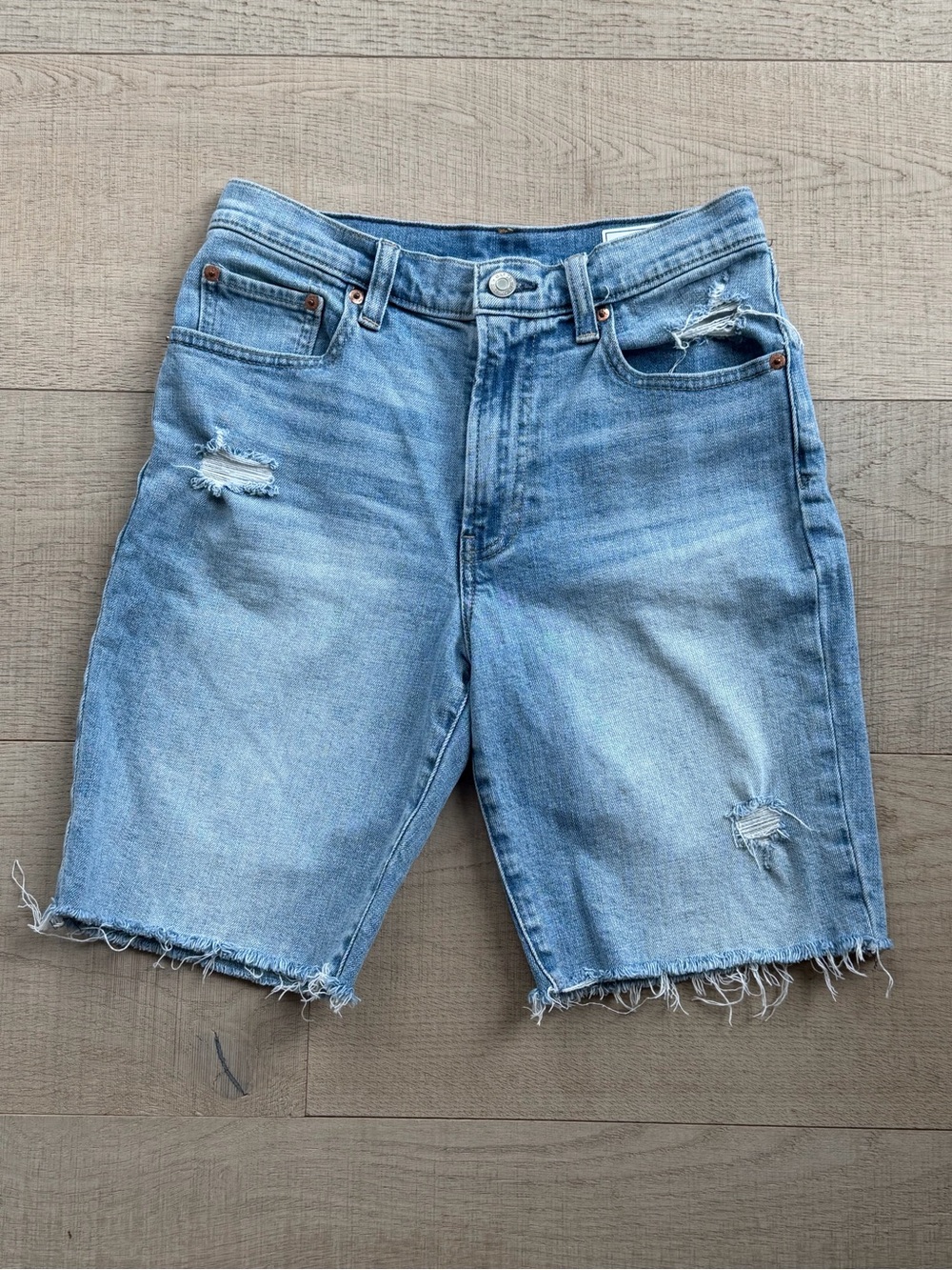 GAP Light Blue High-Rise Denim Bermuda Shorts